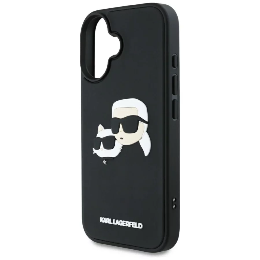 Etui Karl Lagerfeld HC 3D Rubber Double Heads na iPhone 16 - czarne
