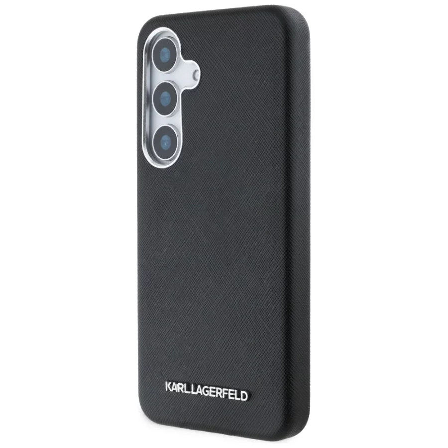 Etui Karl Lagerfeld Saffiano Full Wrapped Elongated Metal Logo MagSafe na Samsung Galaxy S25 - czarne