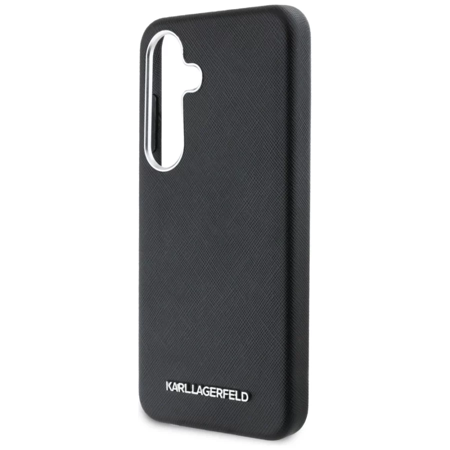 Etui Karl Lagerfeld Saffiano Full Wrapped Elongated Metal Logo MagSafe na Samsung Galaxy S25 - czarne