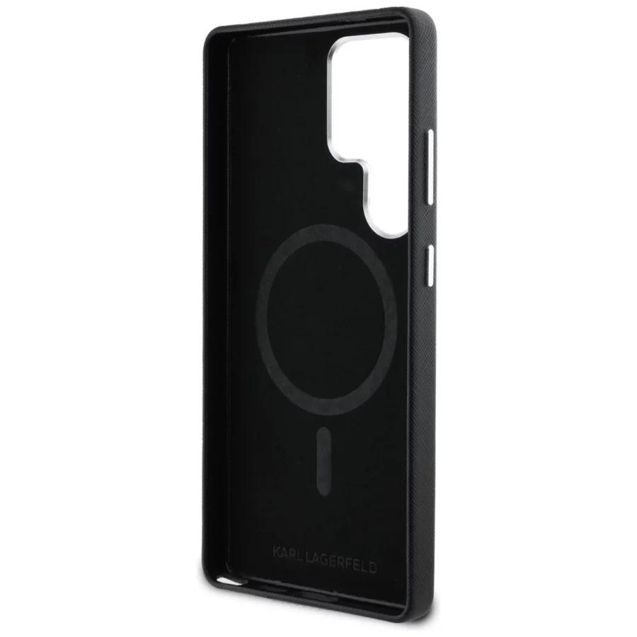 Etui Karl Lagerfeld Saffiano Full Wrapped Elongated Metal Logo MagSafe na Samsung Galaxy S25 Ultra - czarne