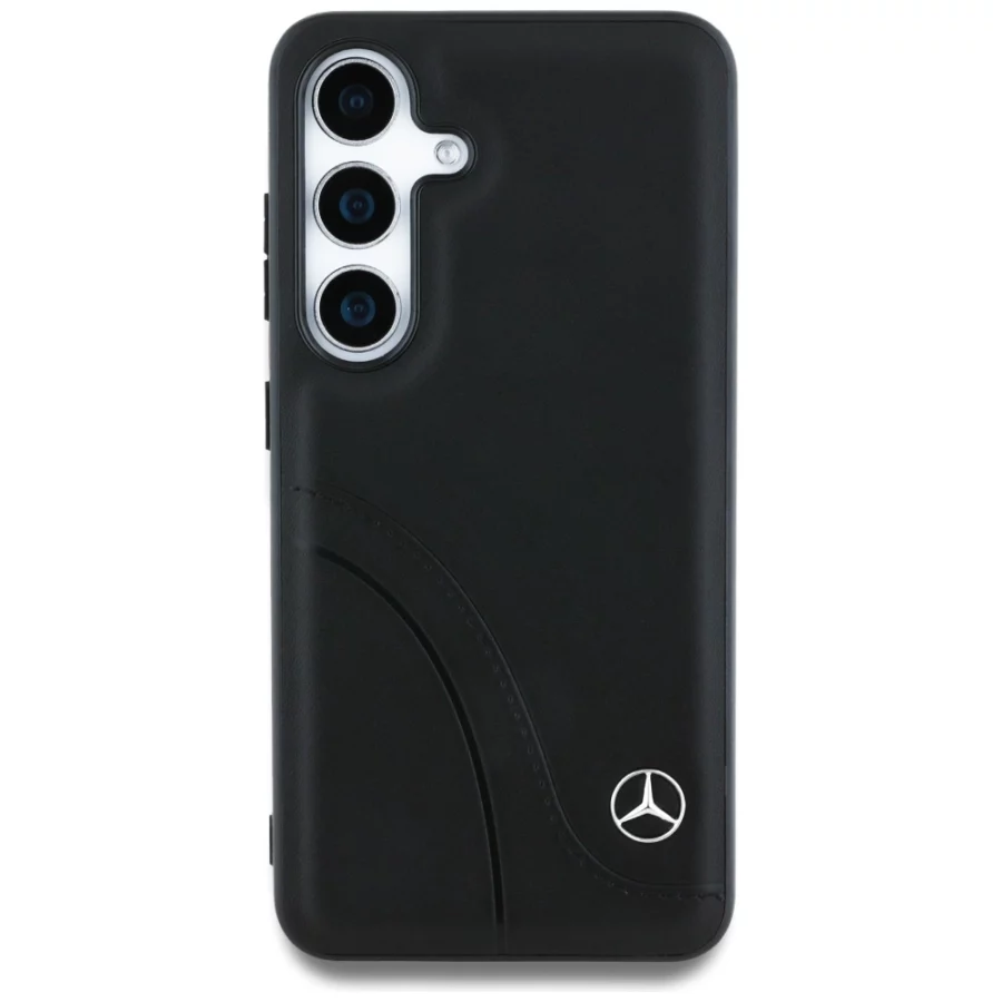 Etui Mercedes Leather Curved Stitches na Samsung Galaxy S25 - czarne