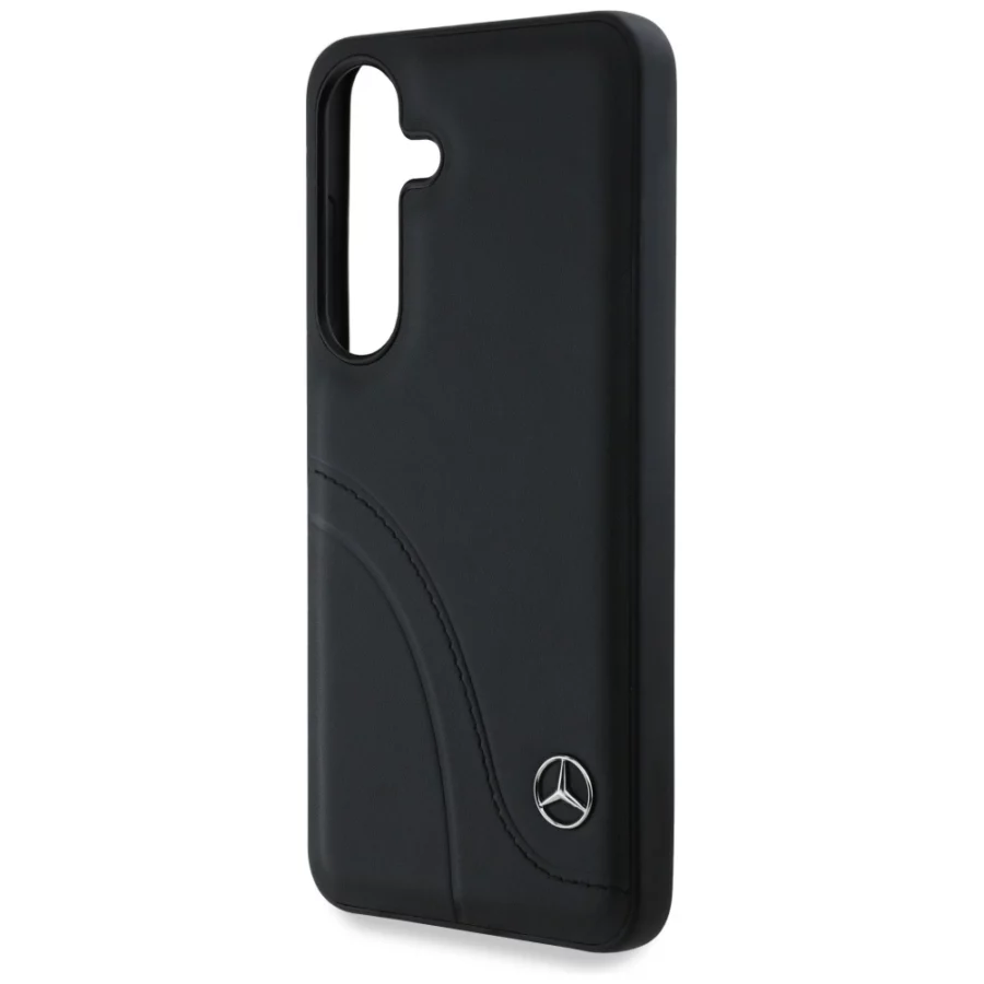 Etui Mercedes Leather Curved Stitches na Samsung Galaxy S25 - czarne