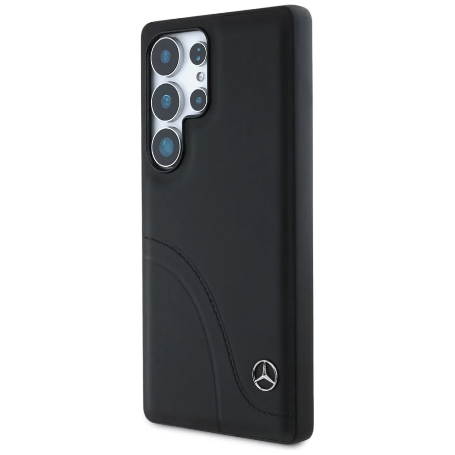 Etui Mercedes Leather Curved Stitches na Samsung Galaxy S25 Ultra - czarne
