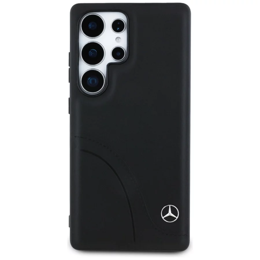 Etui Mercedes Leather Curved Stitches na Samsung Galaxy S25 Ultra - czarne
