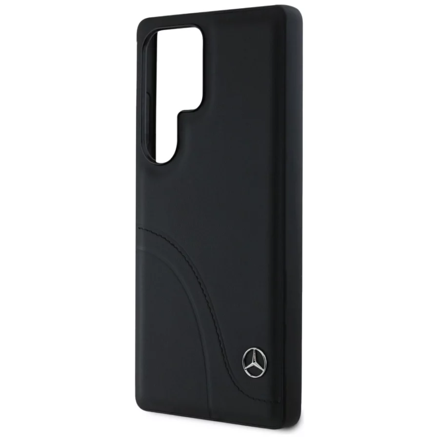 Etui Mercedes Leather Curved Stitches na Samsung Galaxy S25 Ultra - czarne