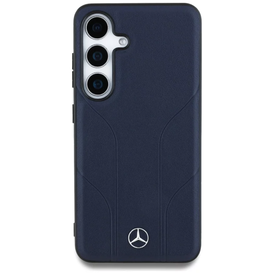 Etui Mercedes Leather Debossed Lines MagSafe na Samsung Galaxy S25 - niebieskie