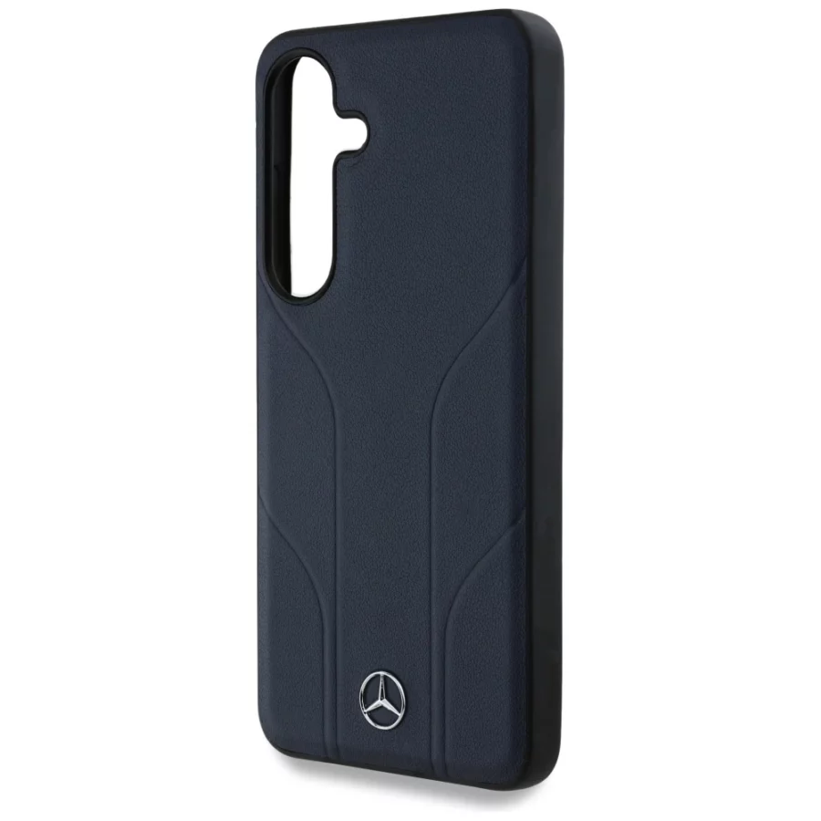 Etui Mercedes Leather Debossed Lines MagSafe na Samsung Galaxy S25 - niebieskie