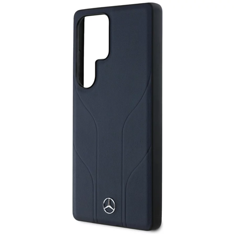 Etui Mercedes Leather Debossed Lines MagSafe na Samsung Galaxy S25 Ultra - niebieskie