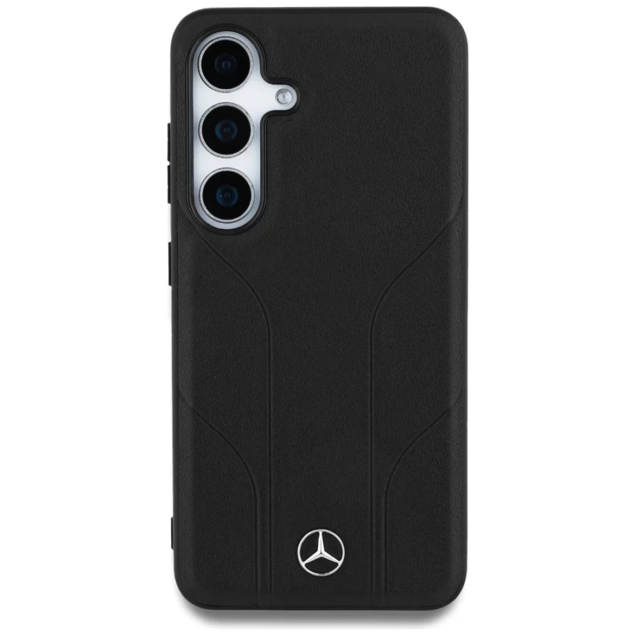 Etui Mercedes Leather Debossed Lines MagSafe na Samsung Galaxy S25+ - czarne