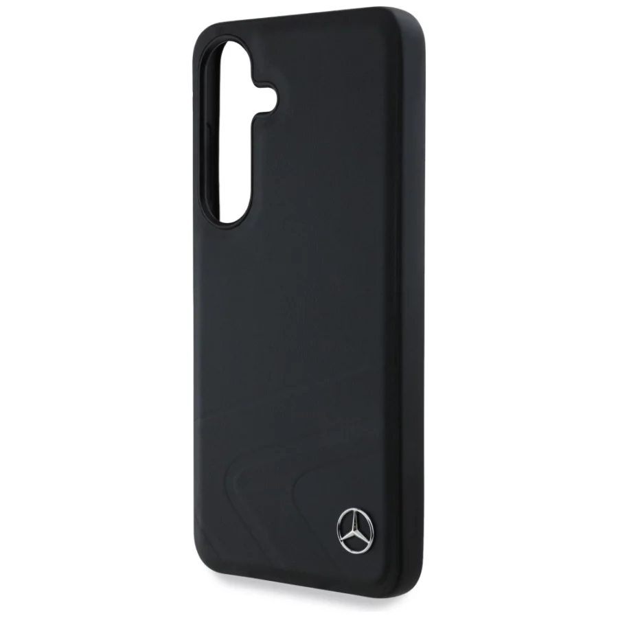 Etui Mercedes Leather Horizontal Debossed Curves MagSafe na Samsung Galaxy S25 - czarne