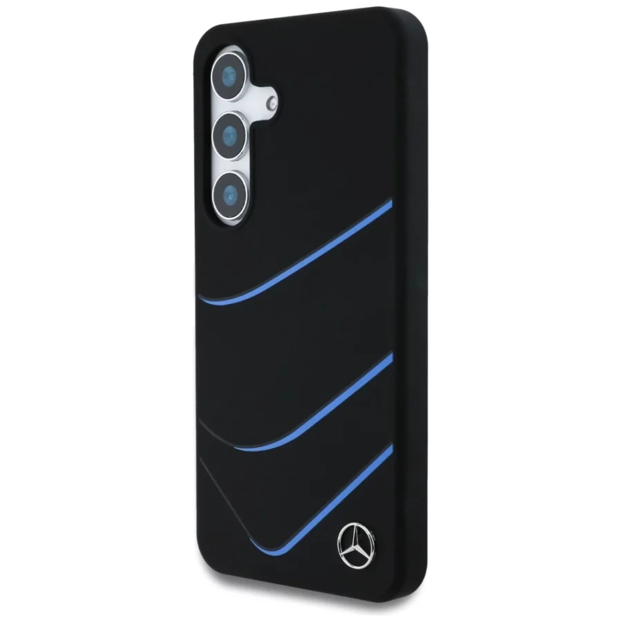 Etui Mercedes Silicone Contrasted Curves MagSafe na Samsung Galaxy S25 - czarne