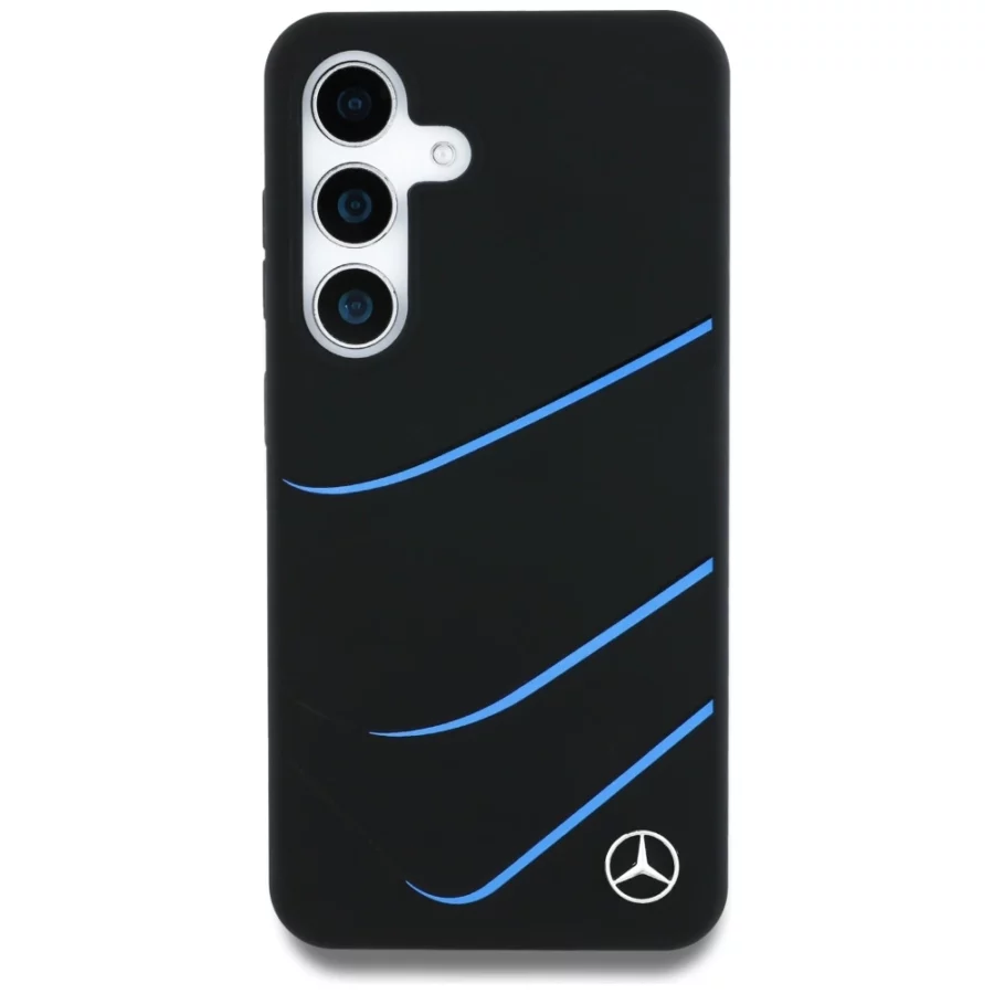 Etui Mercedes Silicone Contrasted Curves MagSafe na Samsung Galaxy S25 - czarne
