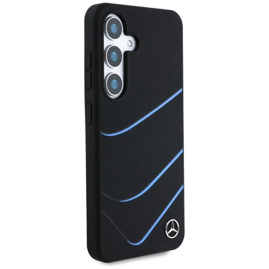 Etui Mercedes Silicone Contrasted Curves MagSafe na Samsung Galaxy S25 - czarne