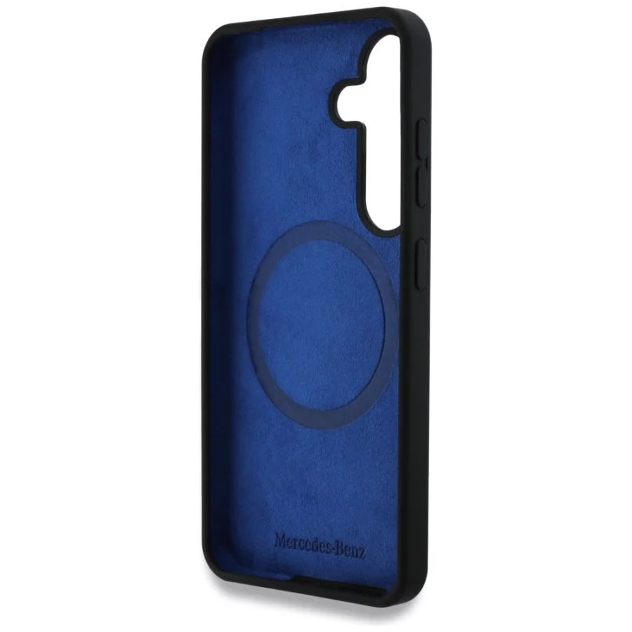 Etui Mercedes Silicone Contrasted Curves MagSafe na Samsung Galaxy S25 - czarne