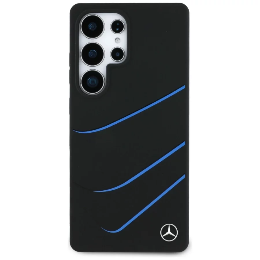 Etui Mercedes Silicone Contrasted Curves MagSafe na Samsung Galaxy S25 Ultra - czarne