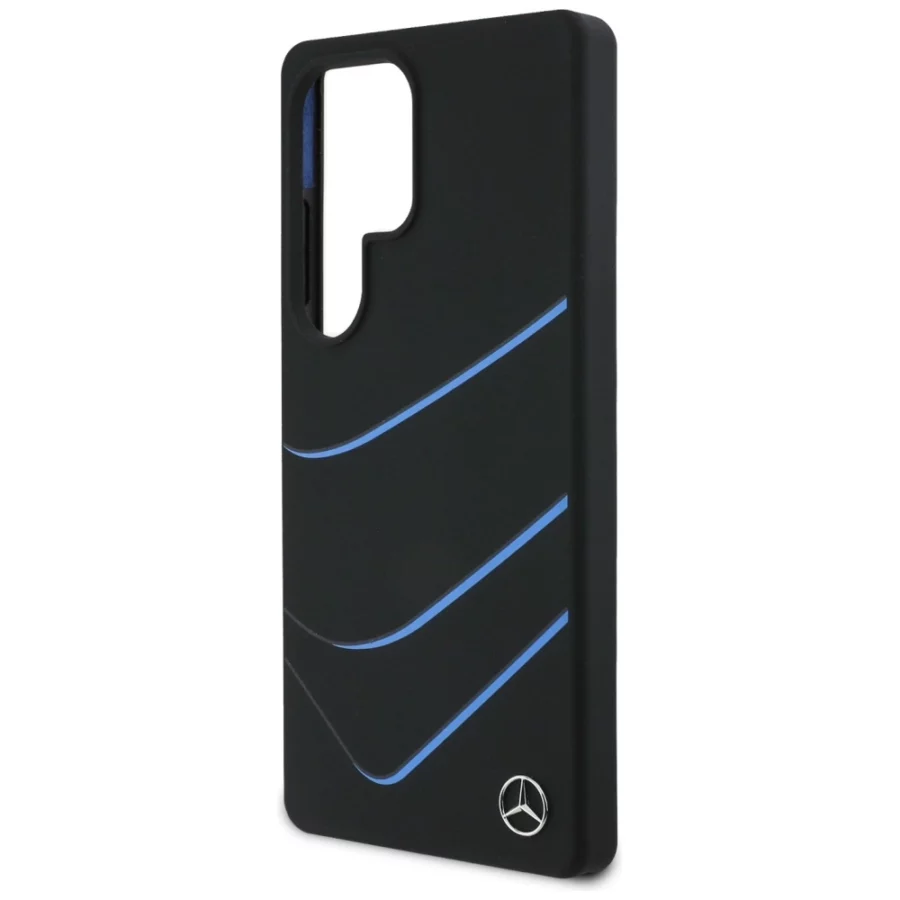 Etui Mercedes Silicone Contrasted Curves MagSafe na Samsung Galaxy S25 Ultra - czarne