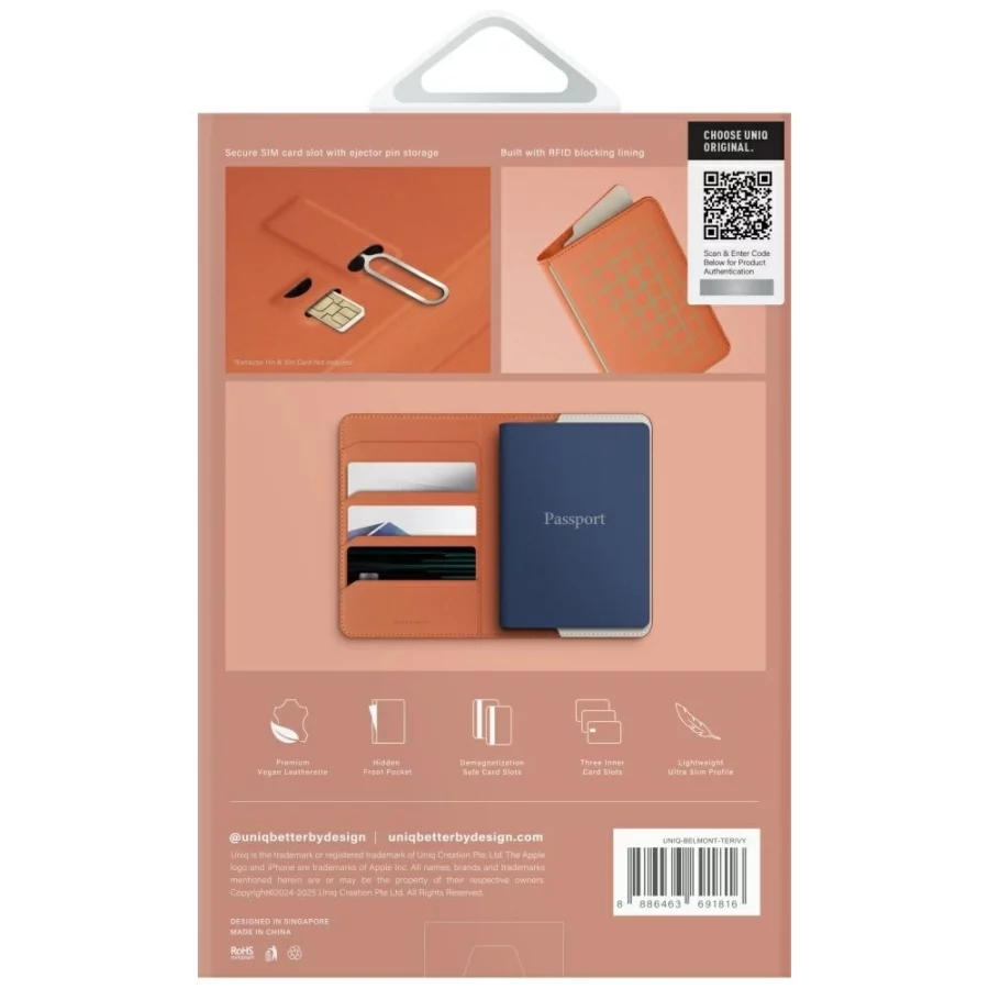 Etui na paszport UNIQ Belmont z blokadą RFID - kość słoniowa