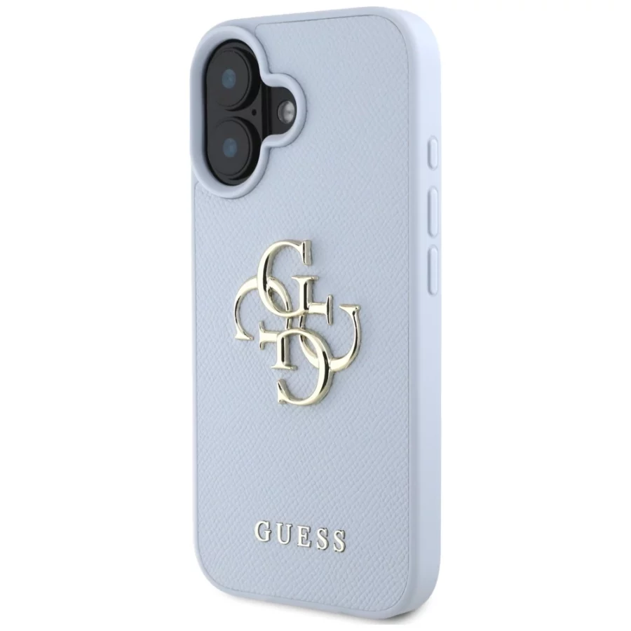 Etui Guess Grained Big 4G Logo Small Classic Logo na iPhone 16 - niebieskie