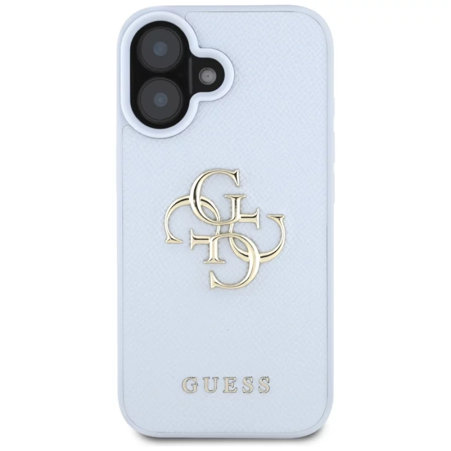 Etui Guess Grained Big 4G Logo Small Classic Logo na iPhone 16 - niebieskie