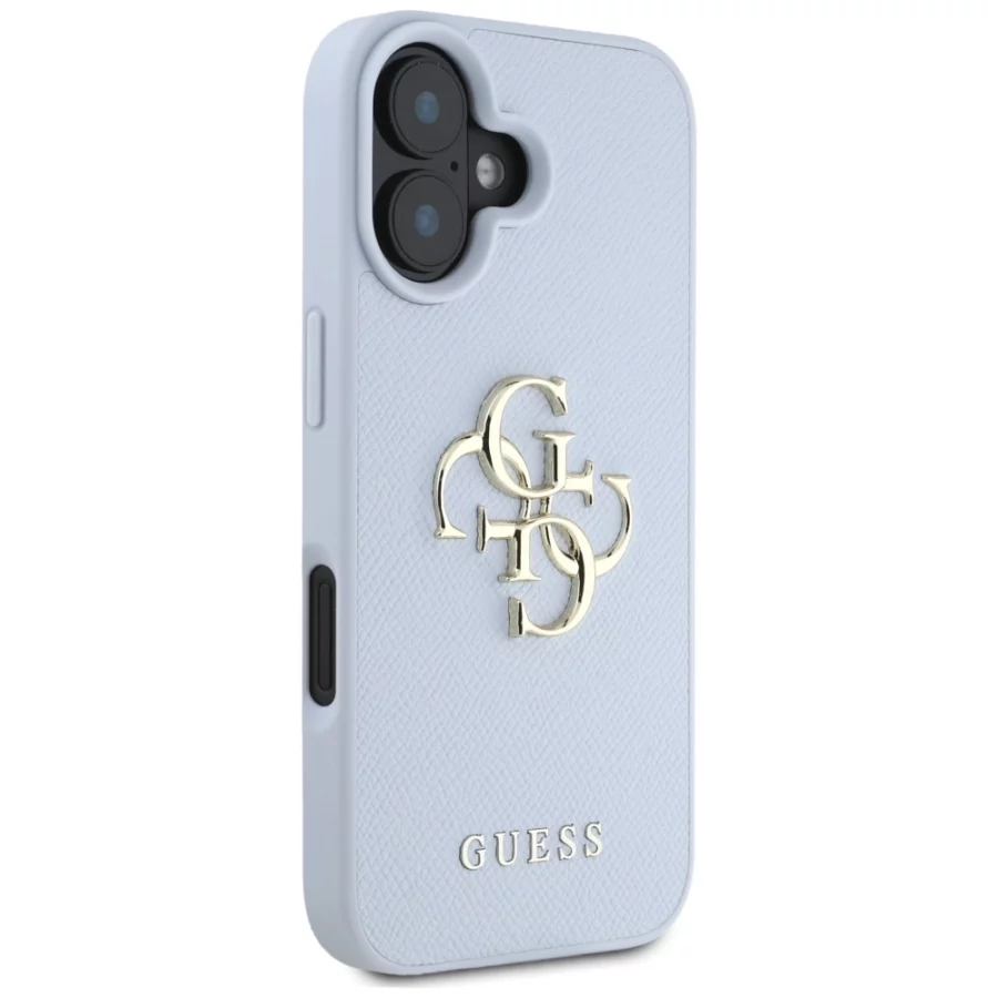 Etui Guess Grained Big 4G Logo Small Classic Logo na iPhone 16 - niebieskie