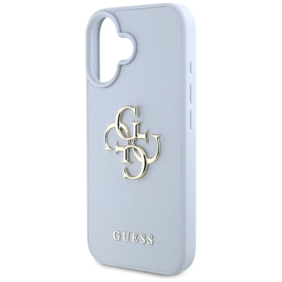 Etui Guess Grained Big 4G Logo Small Classic Logo na iPhone 16 - niebieskie