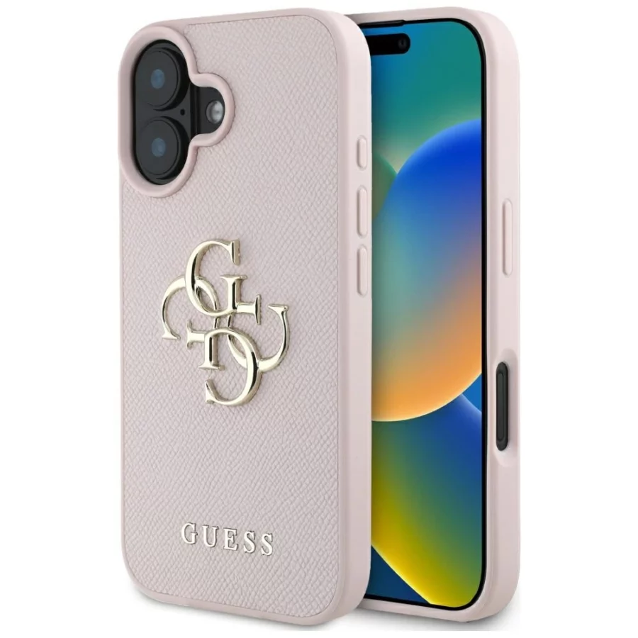 Etui Guess Grained Big 4G Logo Small Classic Logo na iPhone 16 - różowe