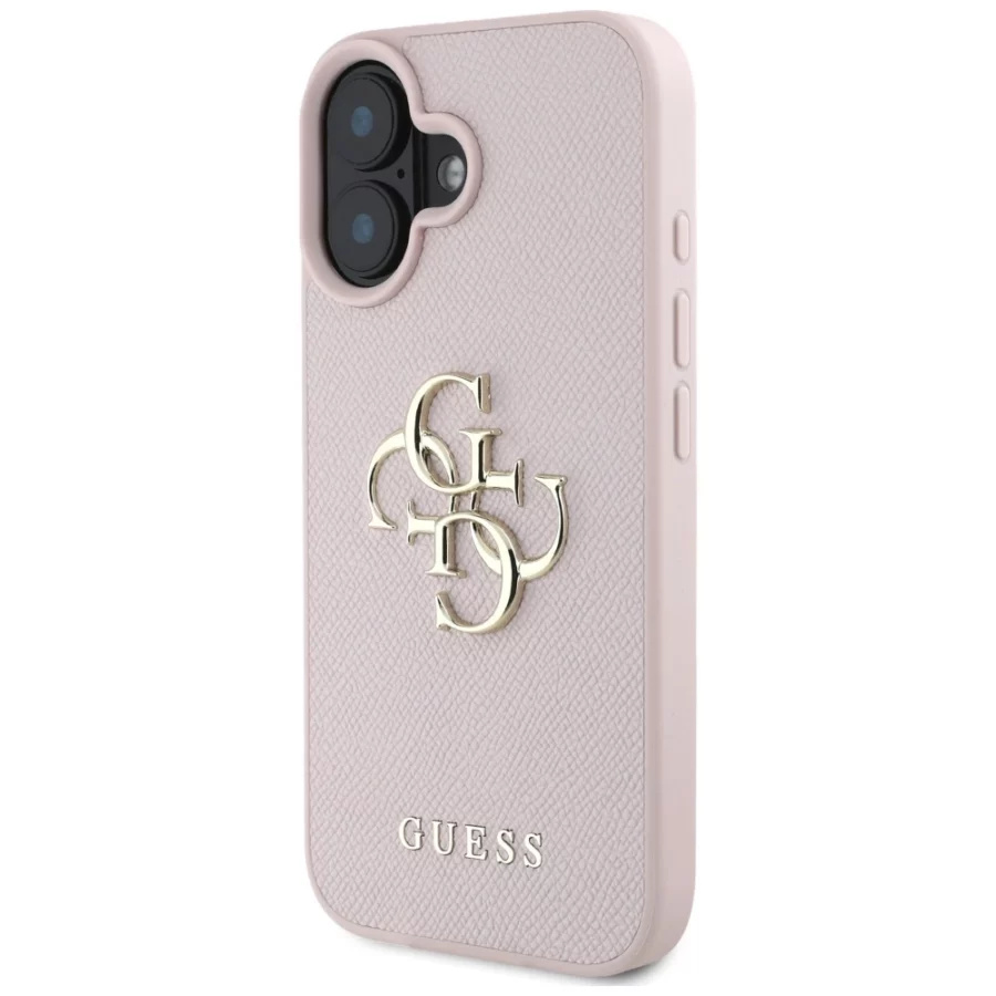 Etui Guess Grained Big 4G Logo Small Classic Logo na iPhone 16 - różowe