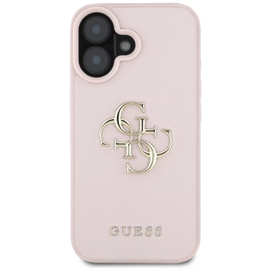 Etui Guess Grained Big 4G Logo Small Classic Logo na iPhone 16 - różowe