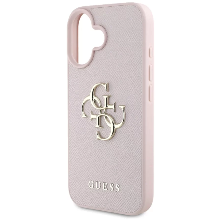 Etui Guess Grained Big 4G Logo Small Classic Logo na iPhone 16 - różowe