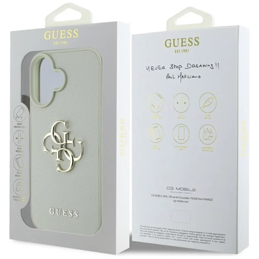Etui Guess Grained Big 4G Logo Small Classic Logo na iPhone 16 - zielone
