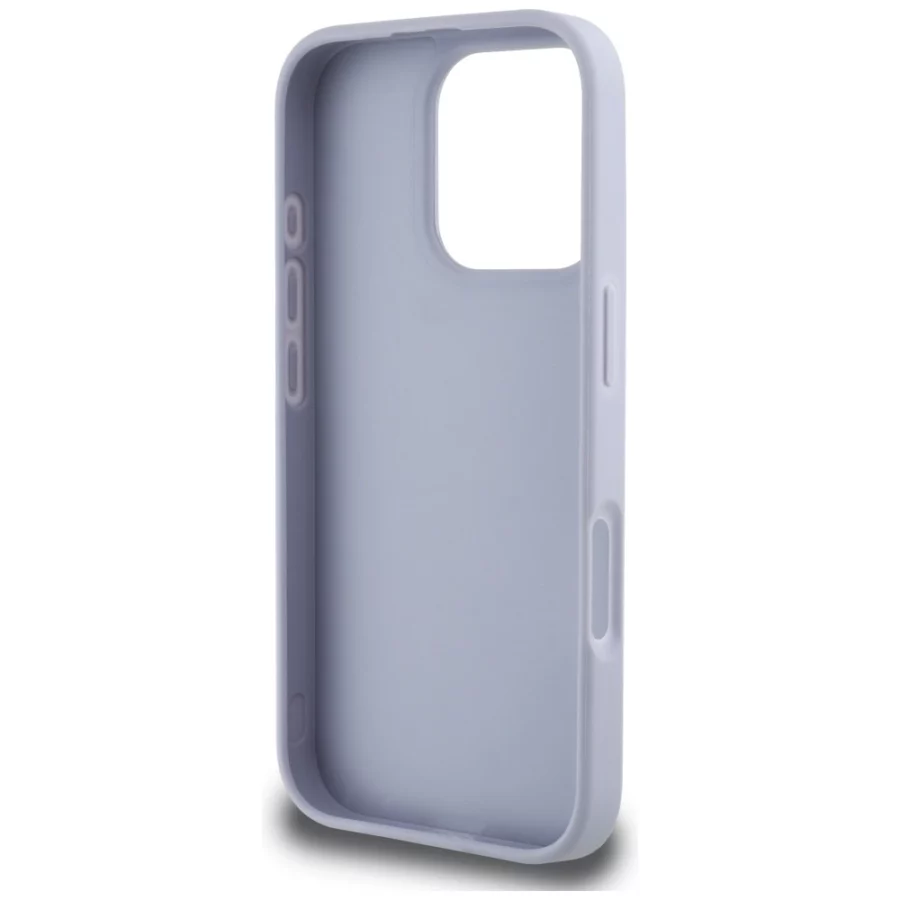 Etui Guess Hot Stamp 4G Pattern Triangle Metal Logo na iPhone 16 Pro - fioletowe