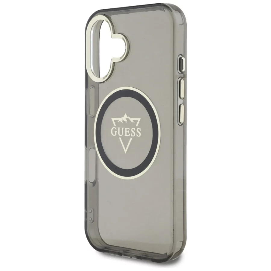 Etui Guess IML Metal Mountain Logo MagSafe na iPhone 16 - czarne