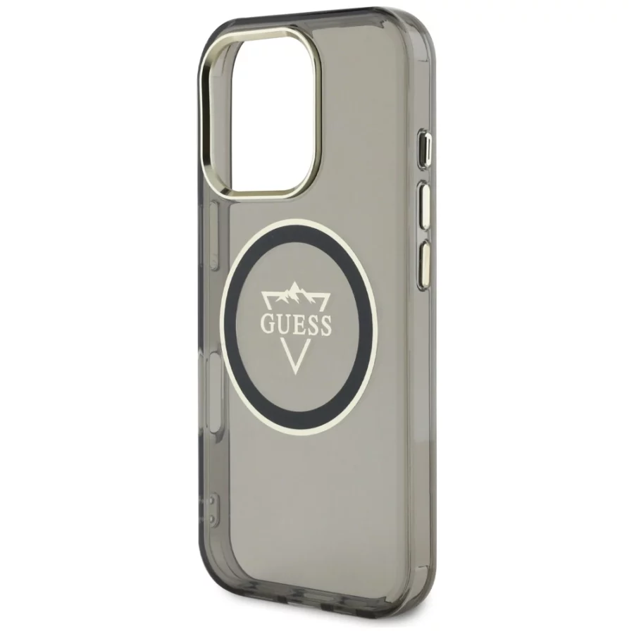 Etui Guess IML Metal Mountain Logo MagSafe na iPhone 16 Pro Max - czarne