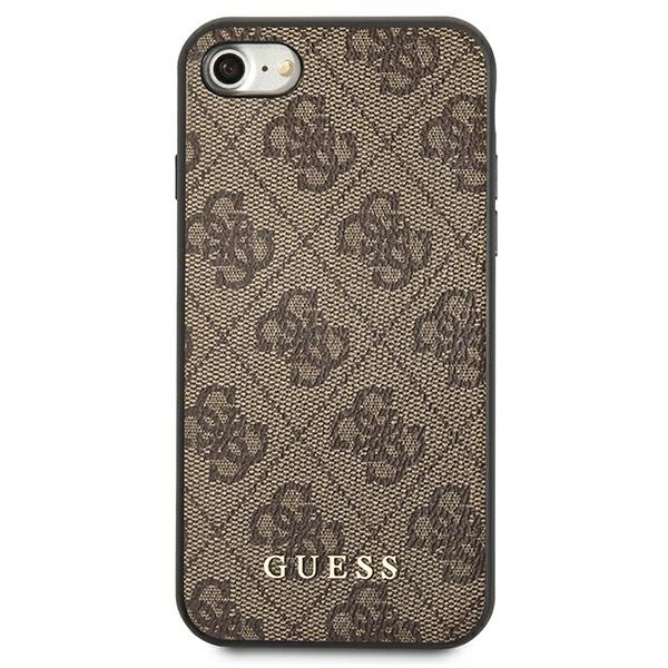 Etui Guess 4G Metal Gold Logo na iPhone SE 2022 / 2020 / 7 / 8 - brązowe
