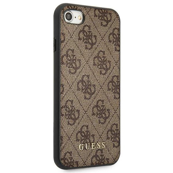 Etui Guess 4G Metal Gold Logo na iPhone SE 2022 / 2020 / 7 / 8 - brązowe