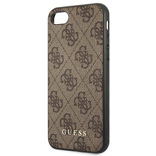 Etui Guess 4G Metal Gold Logo na iPhone SE 2022 / 2020 / 7 / 8 - brązowe