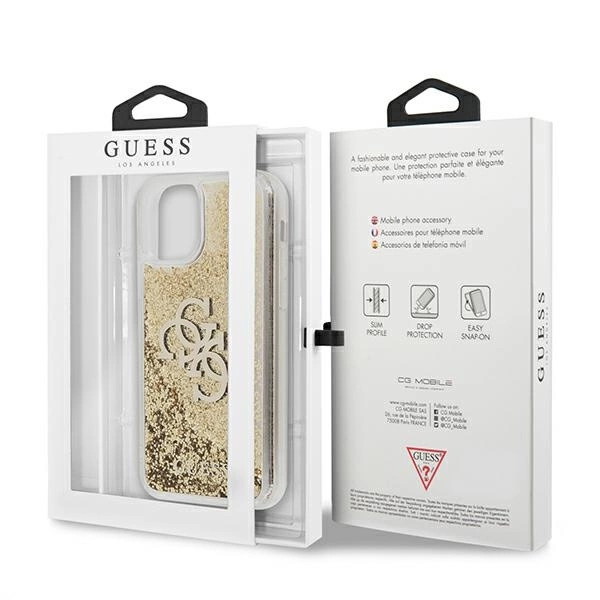 Etui Guess 4G Big Liquid Glitter na iPhone 11 6,1" / Xr - złote