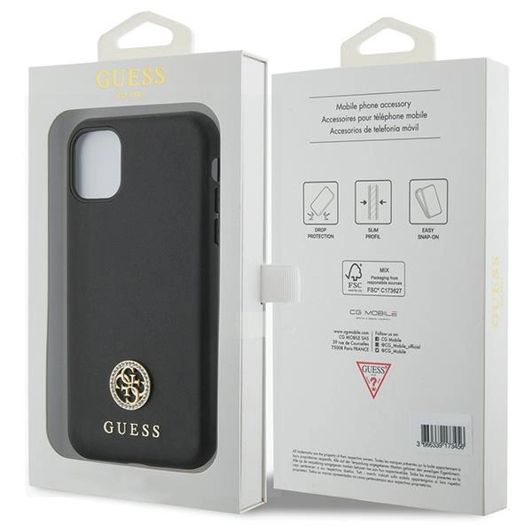 Etui Guess Strass Metal Logo na iPhone 11 / Xr 6.1" - czarne