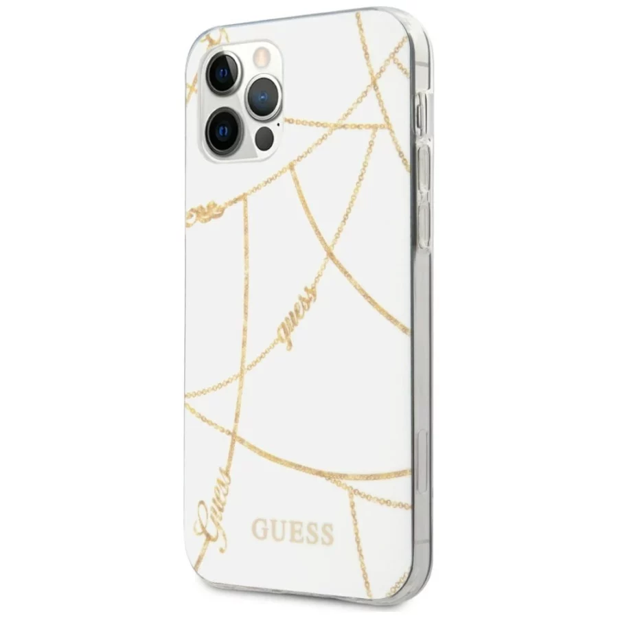 Etui Guess Gold Chain Collection na iPhone 12 Pro Max 6,7"  - białe