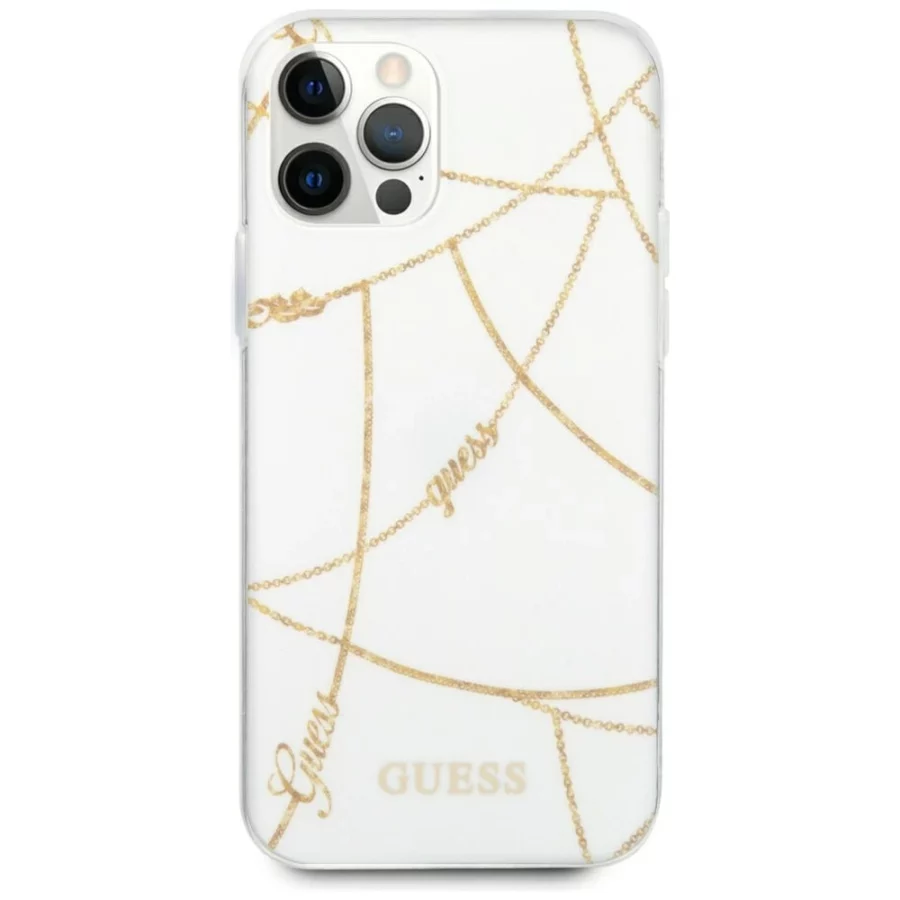 Etui Guess Gold Chain Collection na iPhone 12 Pro Max 6,7"  - białe