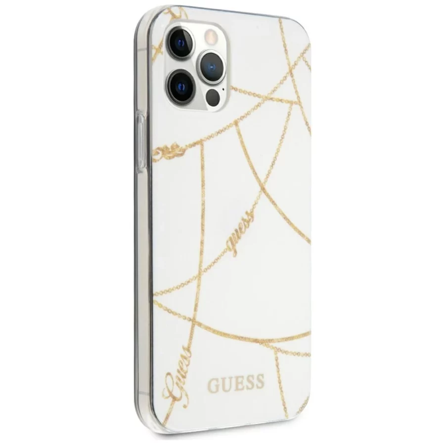 Etui Guess Gold Chain Collection na iPhone 12 Pro Max 6,7"  - białe