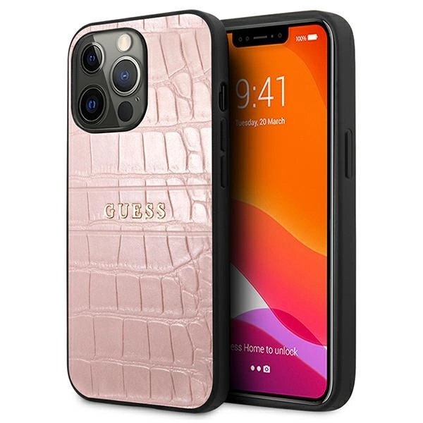 Etui Guess Croco Strap Collection na iPhone 13 Pro / 13 6,1" - różowe