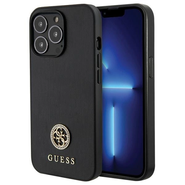 Etui Guess Strass Metal Logo na iPhone 13 Pro 6.1" - czarne