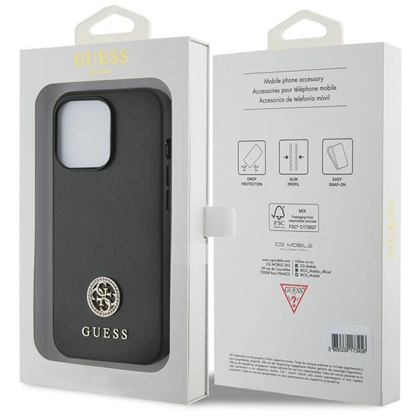 Etui Guess Strass Metal Logo na iPhone 13 Pro 6.1" - czarne