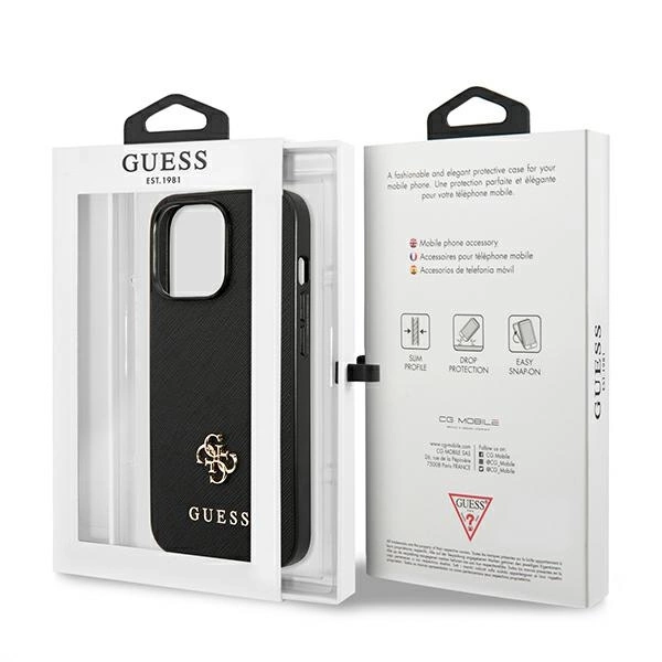 Etui Guess Saffiano 4G Small Metal Logo na iPhone 13 Pro / 13  6,1" - czarne