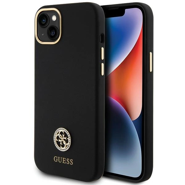 Etui Guess Silicone Logo Strass 4G na iPhone 15 Plus / 14 Plus 6.7" - czarne