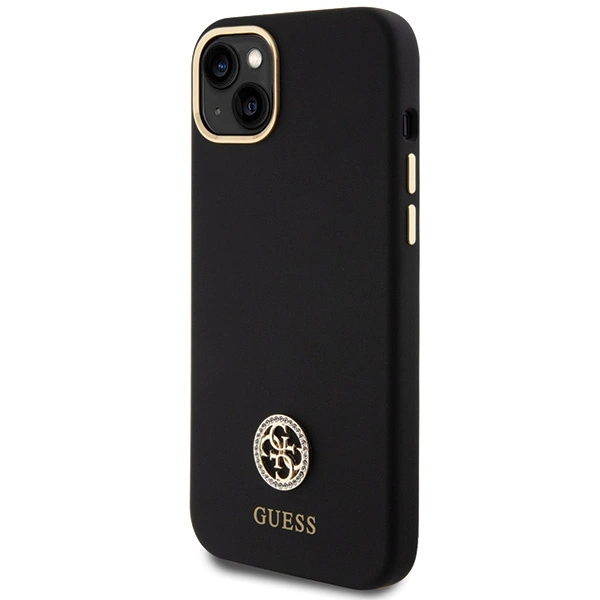 Etui Guess Silicone Logo Strass 4G na iPhone 15 Plus / 14 Plus 6.7" - czarne