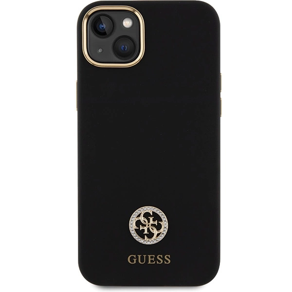 Etui Guess Silicone Logo Strass 4G na iPhone 15 Plus / 14 Plus 6.7" - czarne
