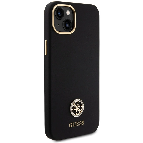 Etui Guess Silicone Logo Strass 4G na iPhone 15 Plus / 14 Plus 6.7" - czarne
