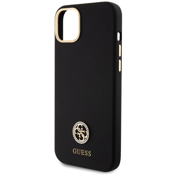 Etui Guess Silicone Logo Strass 4G na iPhone 15 Plus / 14 Plus 6.7" - czarne